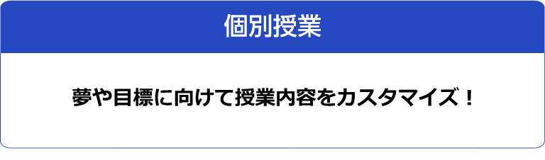 【個別授業】夢や目標に向けて授業内容をカスタマイズ！